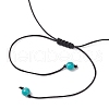 Alloy Pave Synthetic Turquoise Teardrop Pendant Baking Painted Round Glass Beaded Braided Necklaces NJEW-JN05312-5