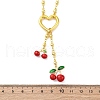 Heart & Cherry Brass Red Enamel Pendant Necklaces for Women NJEW-G162-02G-5