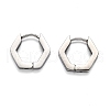 304 Stainless Steel Hexagon Huggie Hoop Earrings STAS-J033-03B-P-2