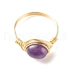 Natural Amethyst Oval Finger Rings RJEW-JR00441-01-6