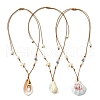 3Pcs Shell Beaded Teardrop Pendant Necklaces NJEW-TA00179-2