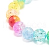 Rainbow Acrylic Round Beaded Stretch Bracelet for Women BJEW-JB07555-4