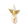 2Pcs 2 Colors Natural Cowrie Shell Copper Wire Wrapped Angel Pendants PALLOY-JF03662-02-3