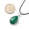 Synthetic Malachite Teardrop Pendant Necklaces Set with Waxed Cords for Women NJEW-TA00034-04-7
