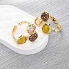 Natural Rose Quartz/Korean Jade/Agate Germ Cuff Rings RJEW-M076-05G-04-4