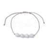 Round Natural Chalcedony Imitation Aquamarine Beaded Necklace & Bracelet & Dangle Earring Sets SJEW-JS01336-3