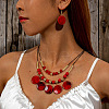 Flat Round Bohemian Style Acrylic with CCB Plastic Pendant Necklace & Dangle Earring FS-WGA3A51-02-1