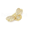 Brass Micro Pave Clear Cubic Zirconia Bee Connector Charms KK-D317-143G-2