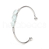 Natural Aquamarine Chips Beaded Cuff Bangles PW-WG90661-06-1