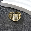 Rack Plating Brass Micro Pave Clear Cubic Zirconia Open Cuff Finger Rings for Women RJEW-M028-79G-2