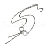 304 Stainless Steel Crystal Rhinestone Double Ring Pendant Rolo Chain Necklaces NJEW-JN05313-4