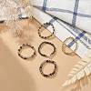5Pcs 5 Style Natural Rainbow Moonstone & Dichroite & Synthetic Hematite Round Beaded Stretch Finger Rings Set RJEW-JR00527-2