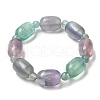 Natural Fluorite Beaded Stretch Bracelets BJEW-K228-02-1