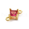 Brass Cubic Zirconia Rhombus Connector Charms KK-F894-12G-03-2
