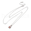 925 Sterling Silver Pave Orange Red Cubic Zirconia Handbag Pendant Necklaces for Women NJEW-D316-01P-4