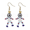 Human with Evil Eye Baking Paint Glass Seed Beads Resin Dangle Earrings EJEW-MZ00431-01-2