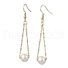 Mother's Day Jewellery Natural Cultured Freshwater Pearl Beads with Brass Dangle Earrings EJEW-JE05757-1
