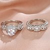 Brass Micro Pave Cubic Zirconia Finger Rings FS-WG54D45-01-2