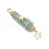 3Pcs 3 Styles Natural Green Aventurine Pointed Copper Wire Wrapped Faceted Bullet Big Pendants PALLOY-JF03572-02-4