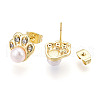 Footprint Brass Natural Pearl Stud Earrings PEAR-N020-05W-4