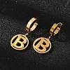 Flat Round with Letter B 304 Stainless Steel Pendant Necklaces & Hoop Earring Jewelry Sets SJEW-L177-08G-2