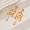 Flat Round with Flower Alloy Dangle Stud Earrings  UV3526-5