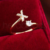 Brass Micro Pave Cubic Zirconia Cuff Rings WG75066-24-1
