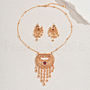 Ethnic Style Brass Cubic Zirconia Hollow Moon Necklace & Earring Sets for Women Party Wear RS4463-5