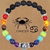 12 Constellations 7 Chakra Natural Lava Rock & Agate & Amethyst & Tiger Eye & Turquoise & Glass Round Beadeed Stretch Bracelets WG33A89-04-1