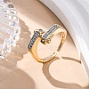 Brass Micro Pave Clear Cubic Zirconia Cuff Finger Rings for Women RJEW-C116-19G-2