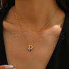Stainless Steel Pave Clear Cubic Zirconia Ring Letter D Pendant Necklaces for Women QW1472-3
