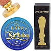 Brass Wax Seal Stamp with Wood Handle AJEW-WH0412-0355-1
