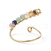 Natural Mixed Gemstone Braided Beaded Chakra Open Cuff Ring X-RJEW-JR00548-7