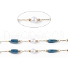 Natural Lapis Lazuli Nugget & Glass Imitation Pearl Beaded Chain CHS-C006-02E-2