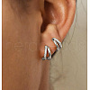 Brass Micro Pave Clear Cubic Zirconia Two-layer Hoop Earrings FS-WG85B42-02-1