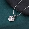 304 Stainless Steel Dog Paw Print Pendant Necklaces for Women NJEW-Z044-13P-3