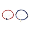 Natural Lapis Lazuli and Natural Carnelian Stretch Bracelets BJEW-JB11964-2