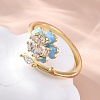 Brass Micro Pave Clear Cubic Zirconia Cuff Rings for Women RJEW-C118-09G-1
