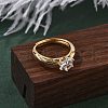 Brass Micro Pave Clear Cubic Zirconia Finger Rings for Women RJEW-U049-05G-2