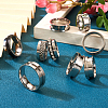 12Pcs 6 Size 201 Stainless Steel Grooved Finger Ring Settings STAS-TA0002-15P-5