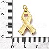 October Breast Cancer Pink Awareness Ribbon Brass Enamel Pendants KK-G525-10G-06-3