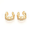 Brass Micro Pave Clear Cubic Zirconia Cuff Earrings KK-T074-30G-3