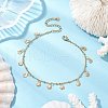 Summer Beach 304 Stainless Steel Shell Shaped Charm Anklets for Women AJEW-AN00658-1
