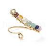 Natural Mixed Gemstone Braided Beaded Chakra Open Cuff Ring X-RJEW-JR00548-6