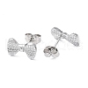 Non-Tarnish 304 Stainless Steel Grooved Bowknot Stud Earrings for Women EJEW-I285-05P-2