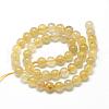 Natural Gold Rutilated Quartz Beads Strands G-R446-8mm-12-2