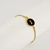 Flat Round with Letter Pattern 304 Stainless Steel Link Bracelets FS-WG4692B-08-1