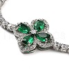 Clover Brass Micro Pave Cubic Zirconia Link Bracelets BJEW-C055-03P-2