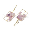 Natural Lilac Jade Chips Tree Dangle Earrings EJEW-JE05734-05-4