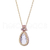 Glass Teardrop Pendant Necklaces NJEW-MZ00066-02-2